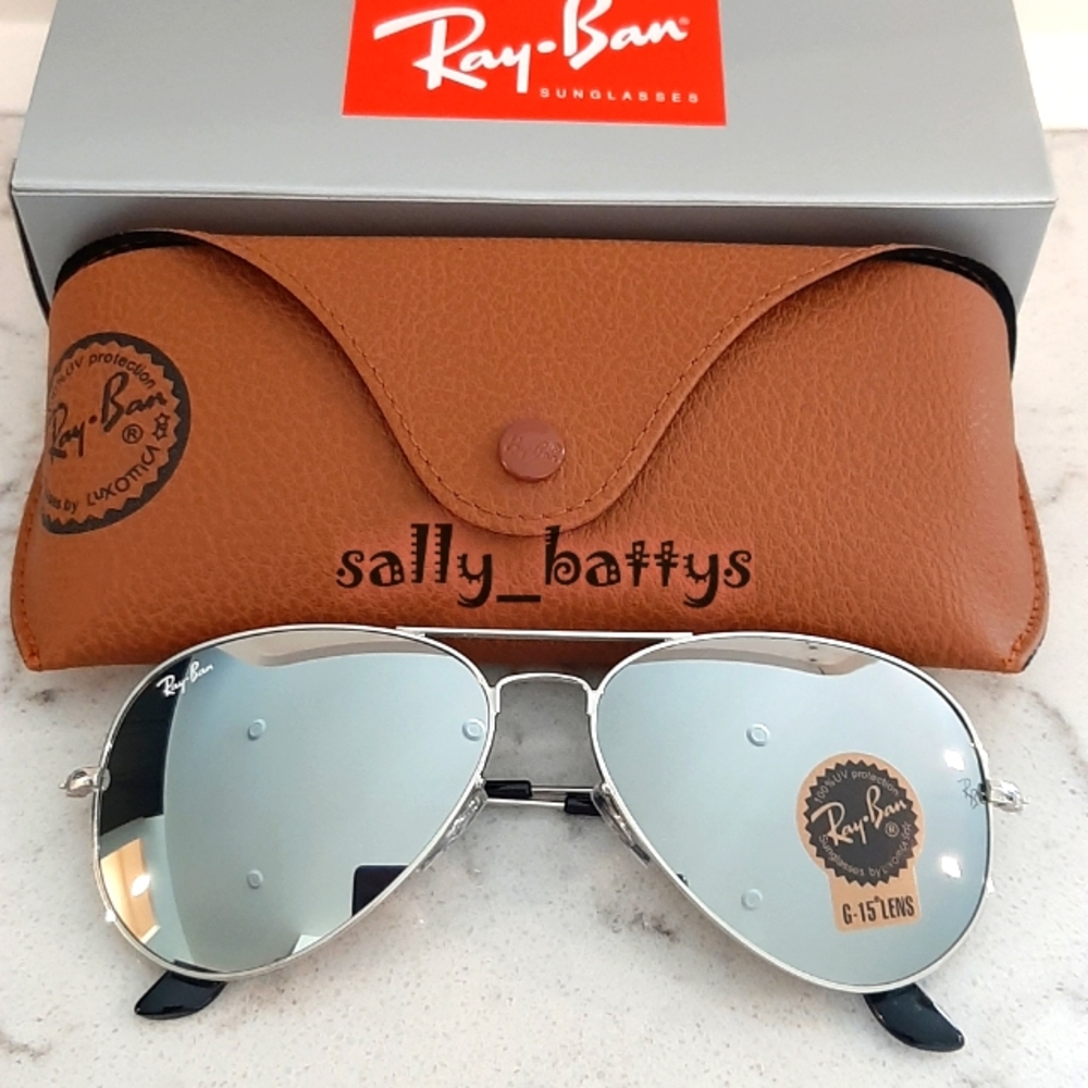 Ray-Ban (Store Display) Aviator Reflective Silver Lenses RB3025 Mirror - Picture 8 of 13